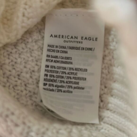 American eagle‎ white baggy cable knit sweater loose fit soft pull over sweater - Picture 6 of 8